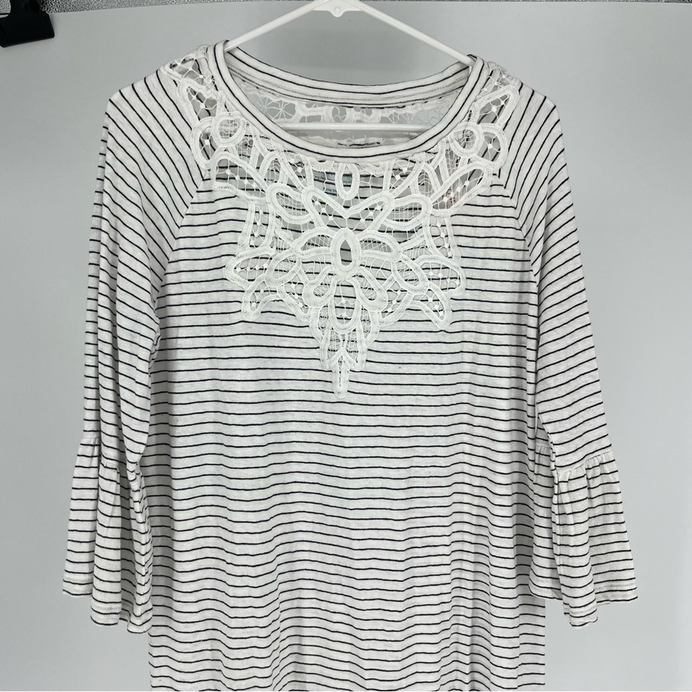 SOFT SURROUNDINGS NWT LOLANA DRESS BLACK WHITE PETITE MEDIUM - Picture 4 of 11
